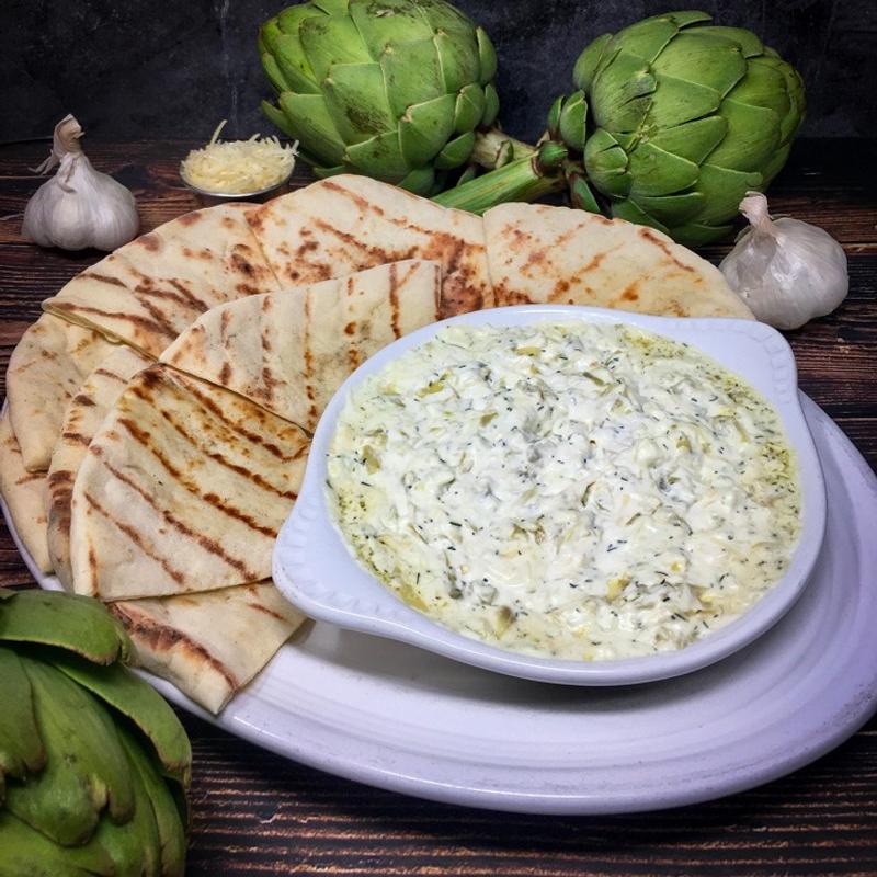 Artichoke dip with house-made pita